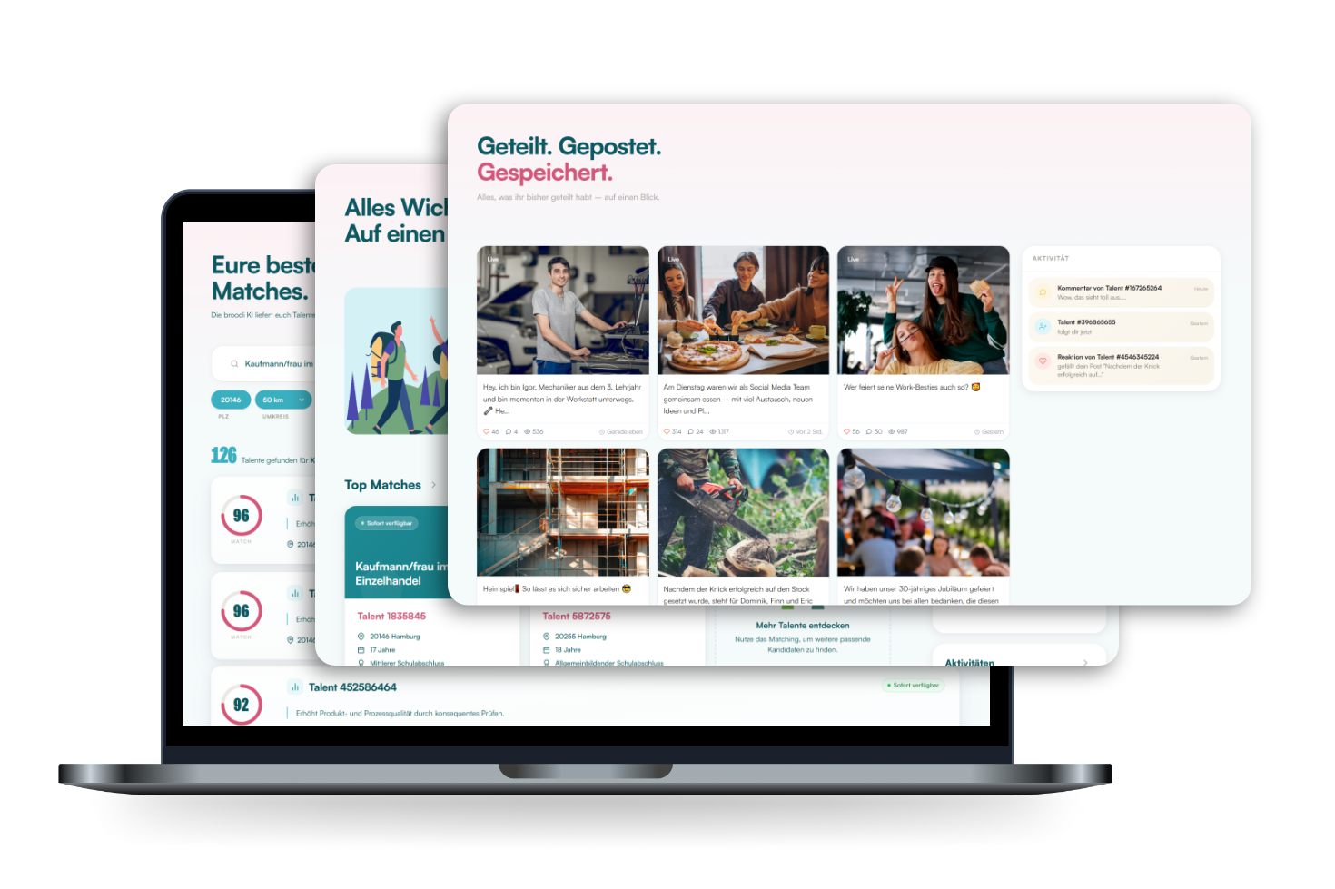 broodi Plattform – Matching, Social Feed & Aktivitäten