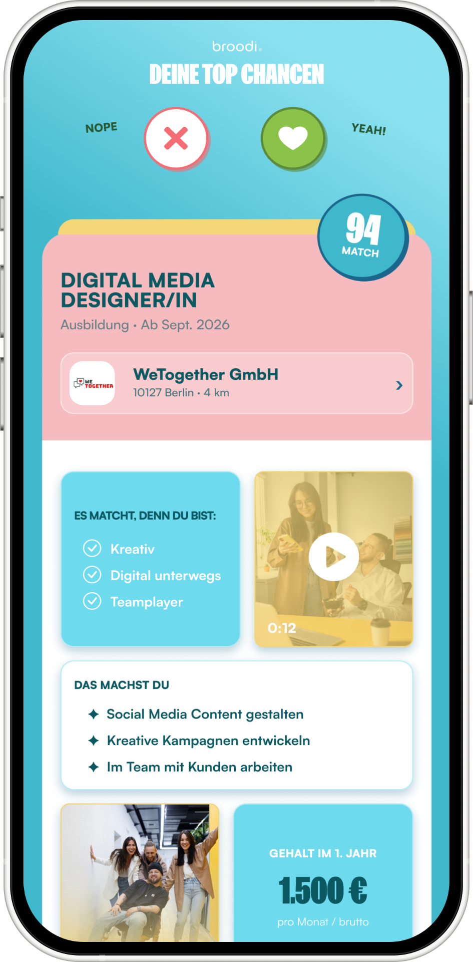 broodi App - Karriere-Matching für junge Menschen